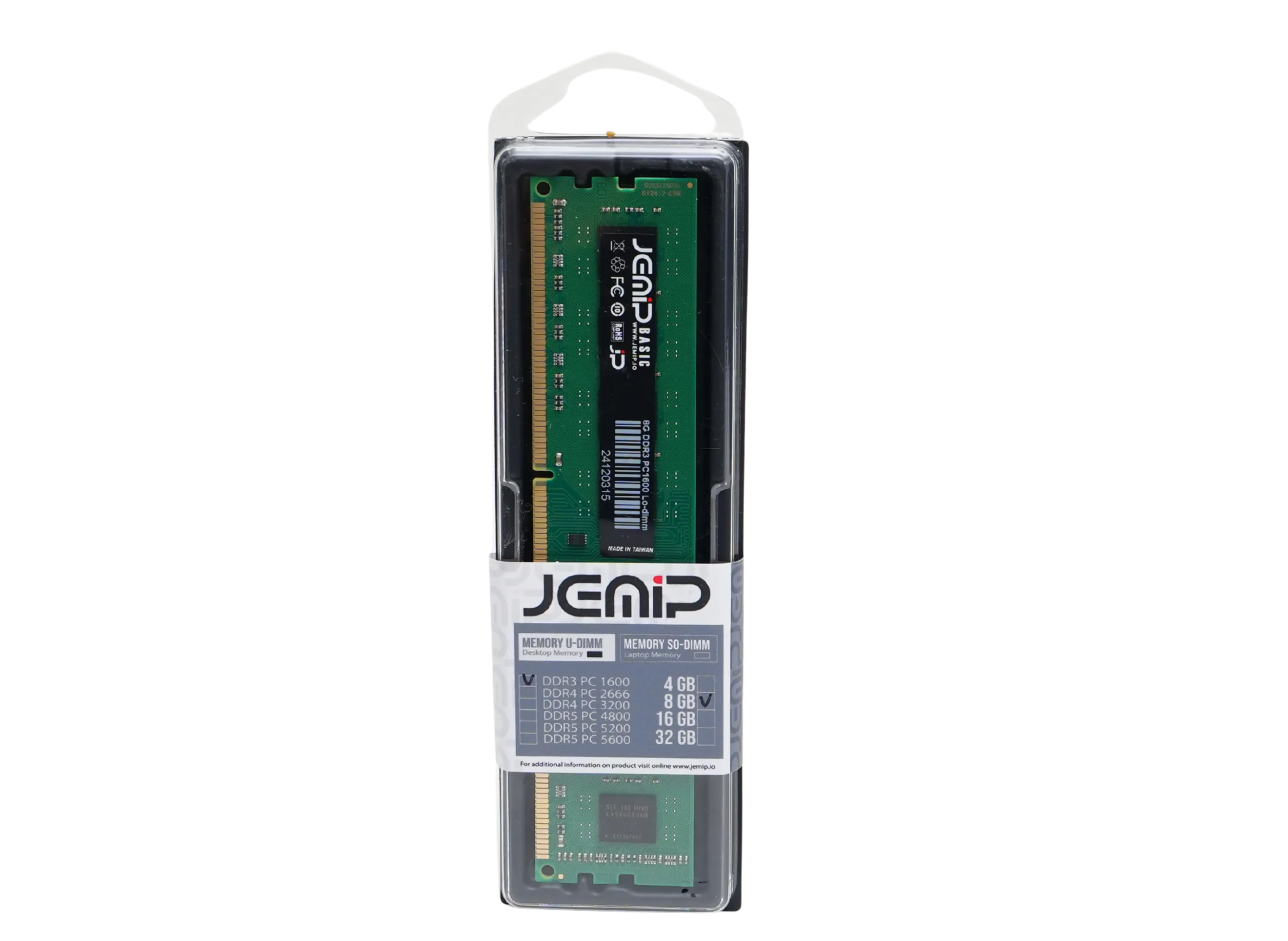 101081 MEMORIA RAM JEMIP BASIC 8GB DDR3 1600MHZ UDIMM - Image 1