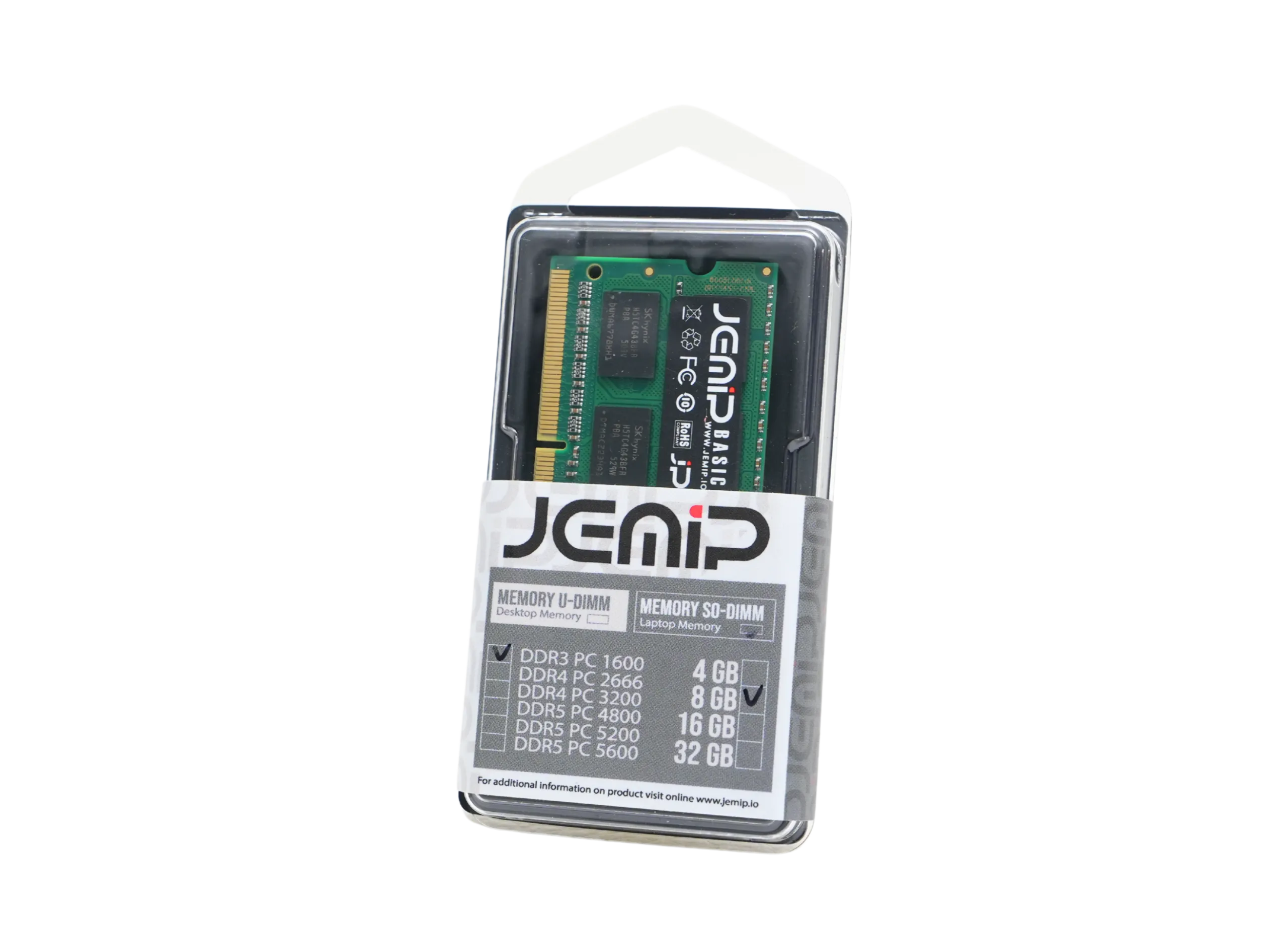 101082 MEMORIA RAM JEMIP BASIC 8GB DDR3 1600MHZ SODIMM - Image 1