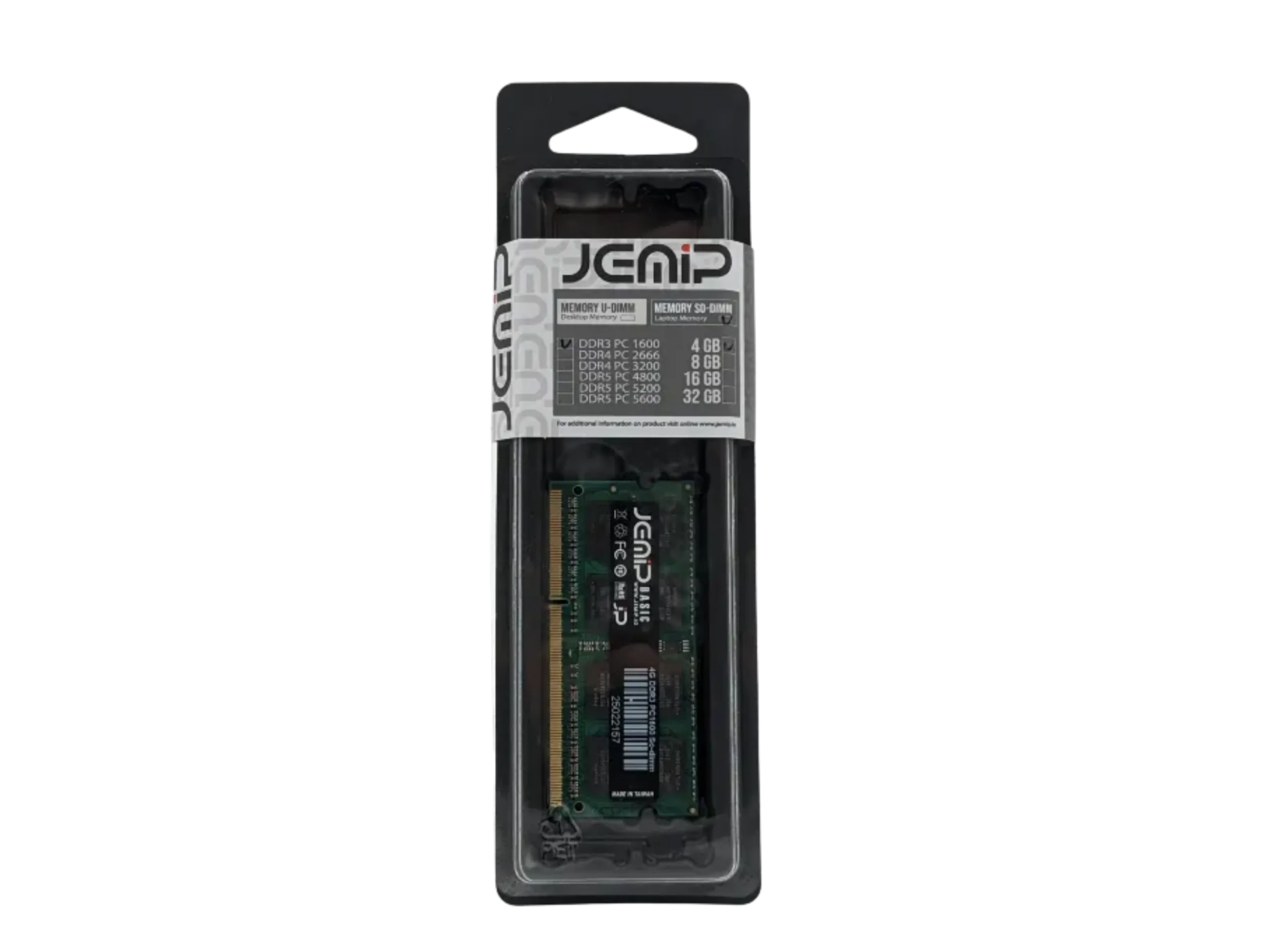 103099 MEMORIA RAM JEMIP BASIC 4GB DDR3 1600MHZ SODIMM - Image 1